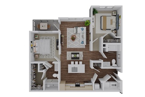2 bed 2 bath B1 Floor Plan at The Quinn Luxury Apartment Homes, Pensacola, Florida